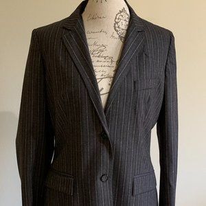 Max Mara Single-Breasted Wool Pinstripe Blazer